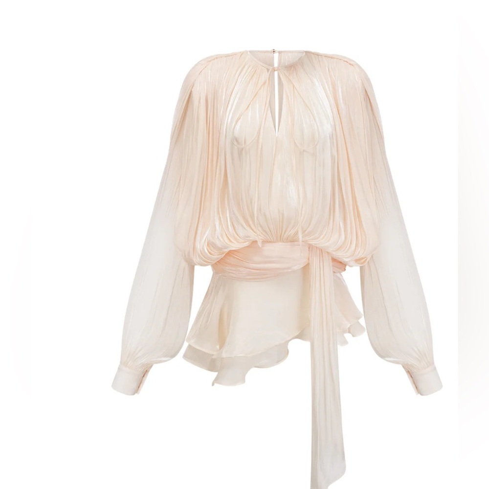 Miss Rosier EUGÉNIE NEUTRAL FULLY PLEATED RUFFLED MINI DRESS XS NWT - Picture 3 of 16